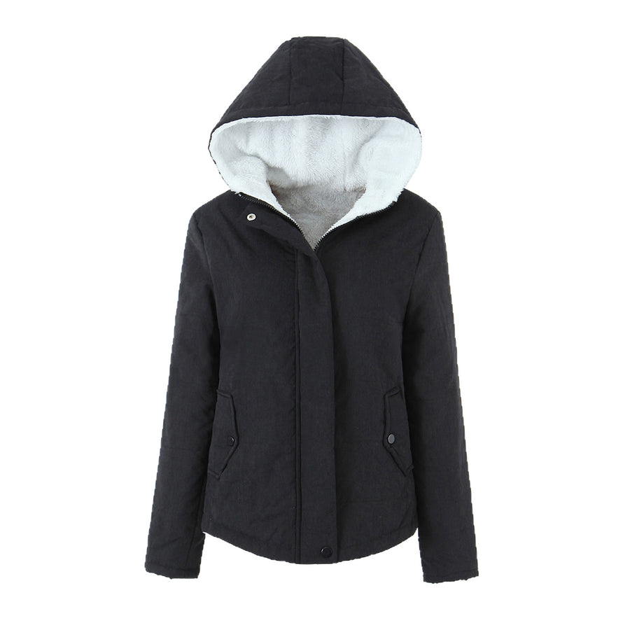 Womens Thickened FleeceLined Hooded Cotton Padded Jacket