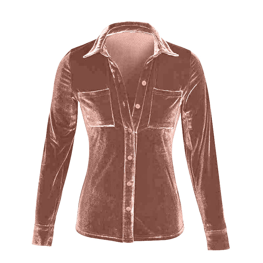 Elegant Long-sleeve Single-breasted Blouse For Women