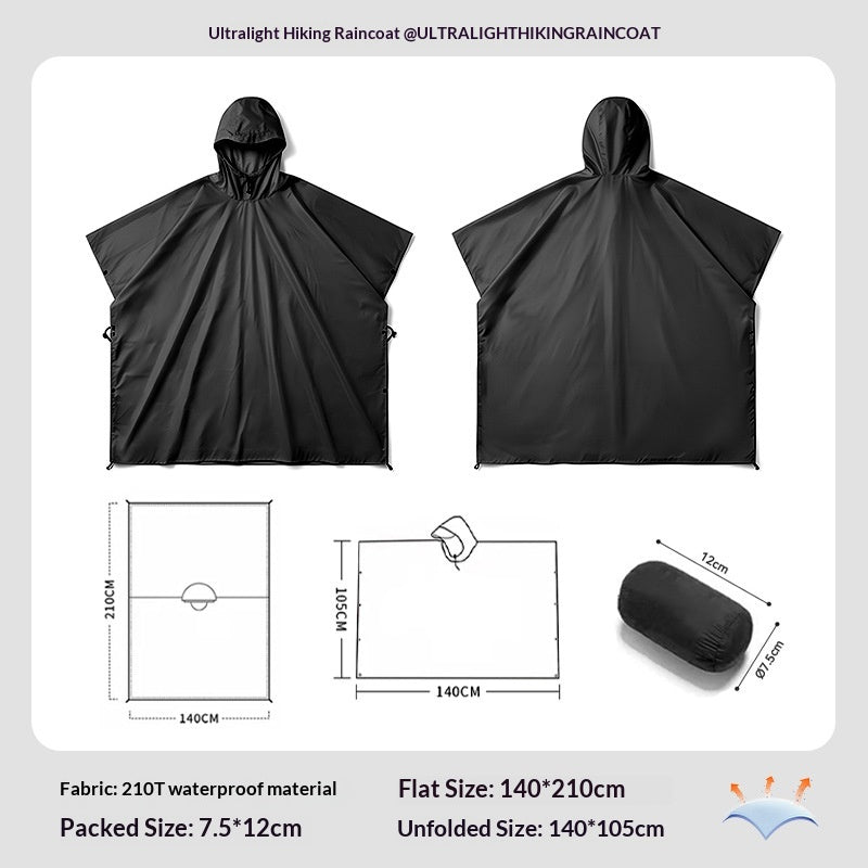Outdoor Lightweight 3-in-1 Multi-Functional Rain Poncho For Hiking