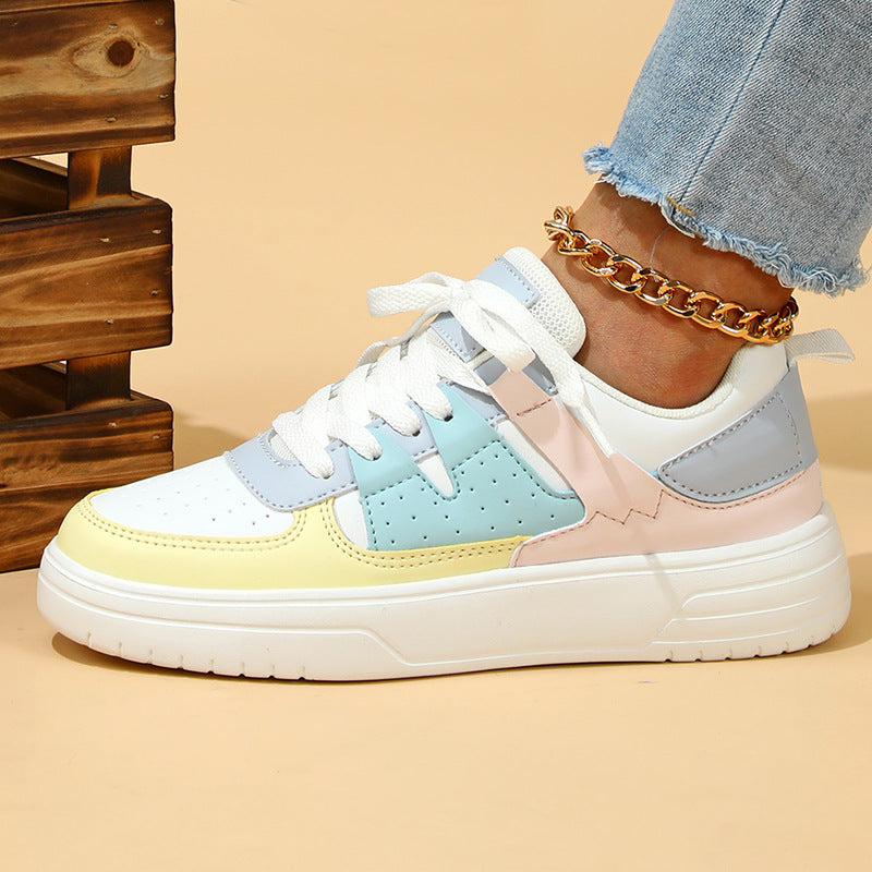 Platform Sneakers, Soft Sole, White and Yellow or White Leopard