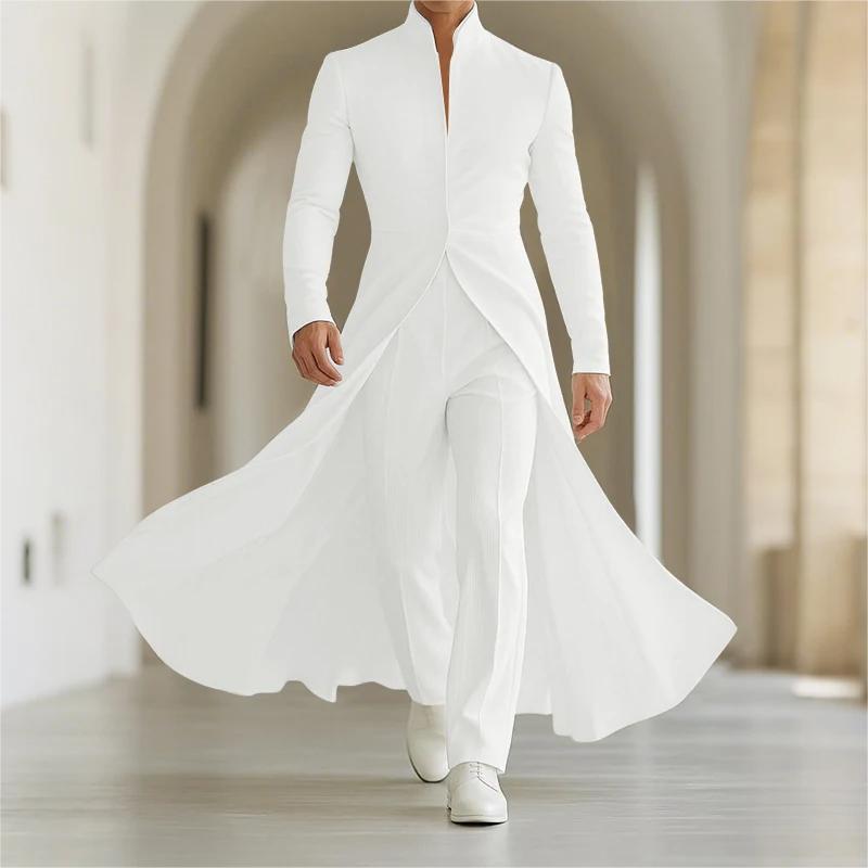 Mens Long Double-wear Blazer with a Notch Lapel