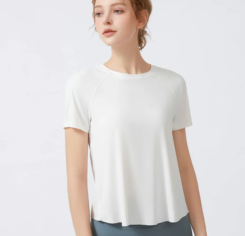 Summer Crew-neck Athletic-style Figure-flattering Yoga Top