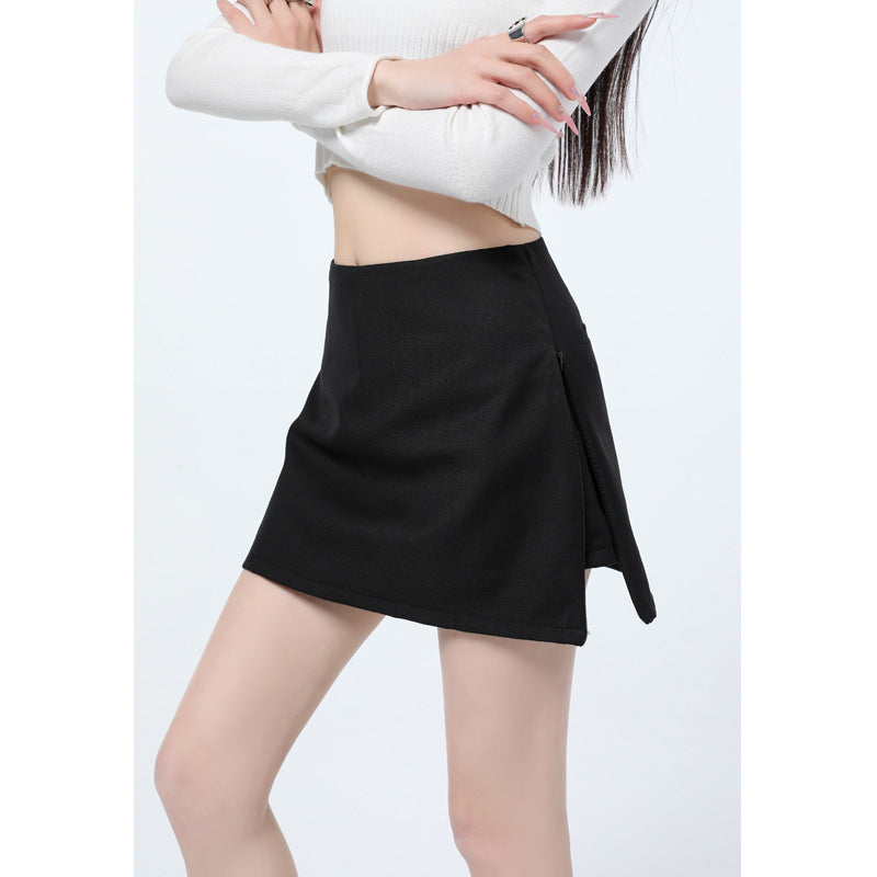 Side-zip Slit Suit High-waist Skirt-pants