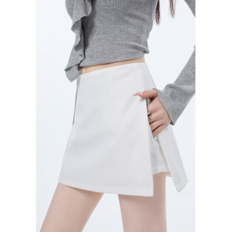 Side-zip Slit Suit High-waist Skirt-pants