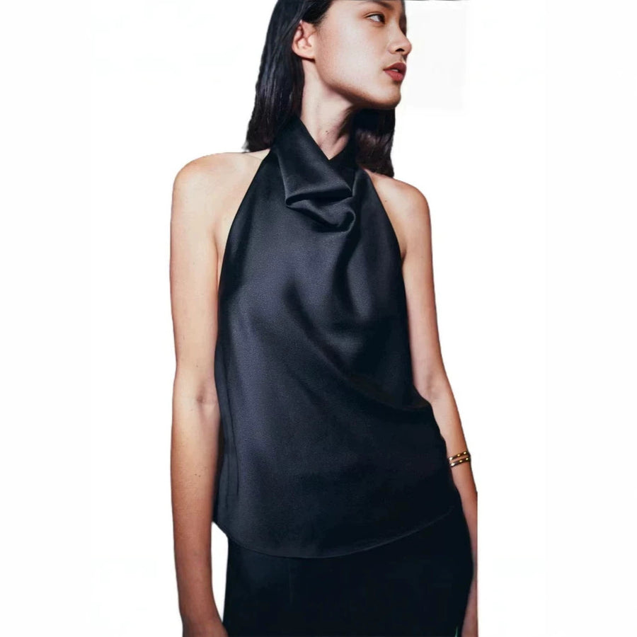Halterneck Sleeveless Backless Slim-Fit Vest Top Strappy Top
