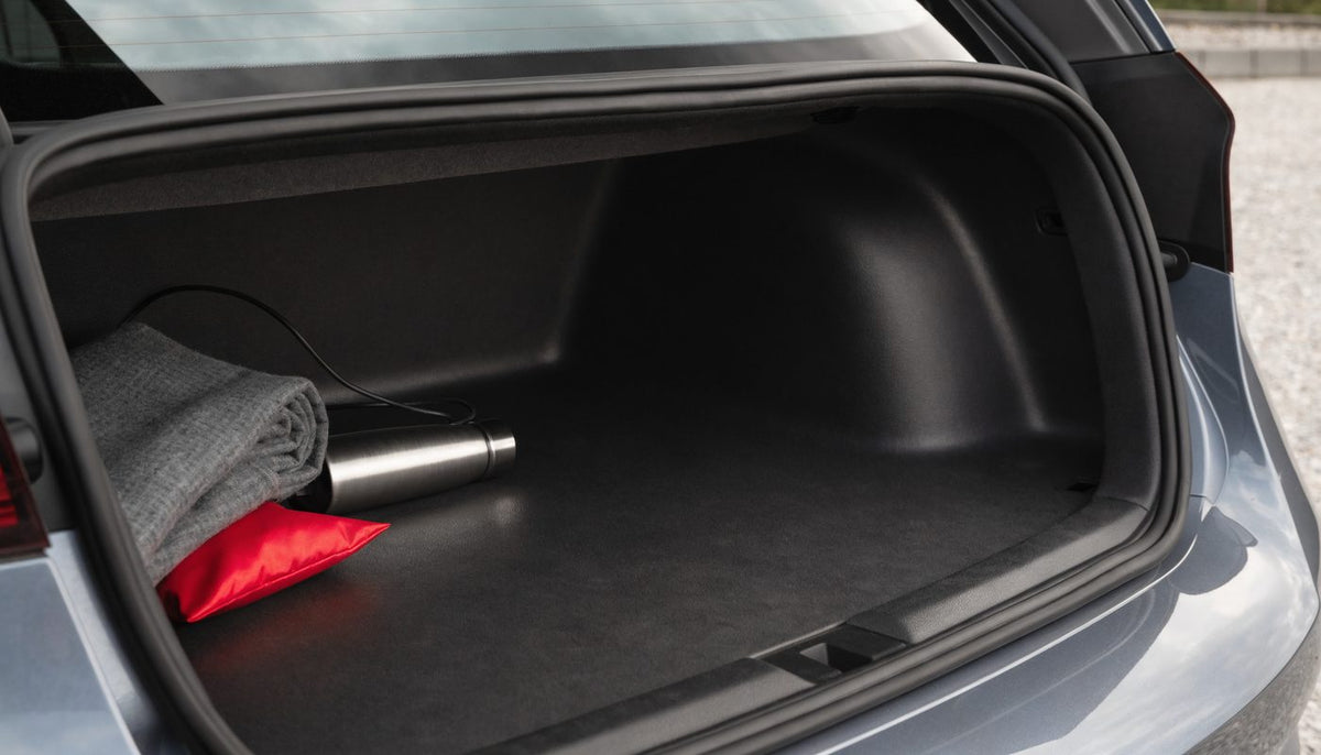 Loose items in the corner of a car boot