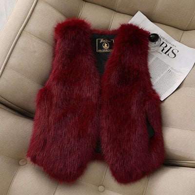 Womens Winter Wool Fur Warm Vest