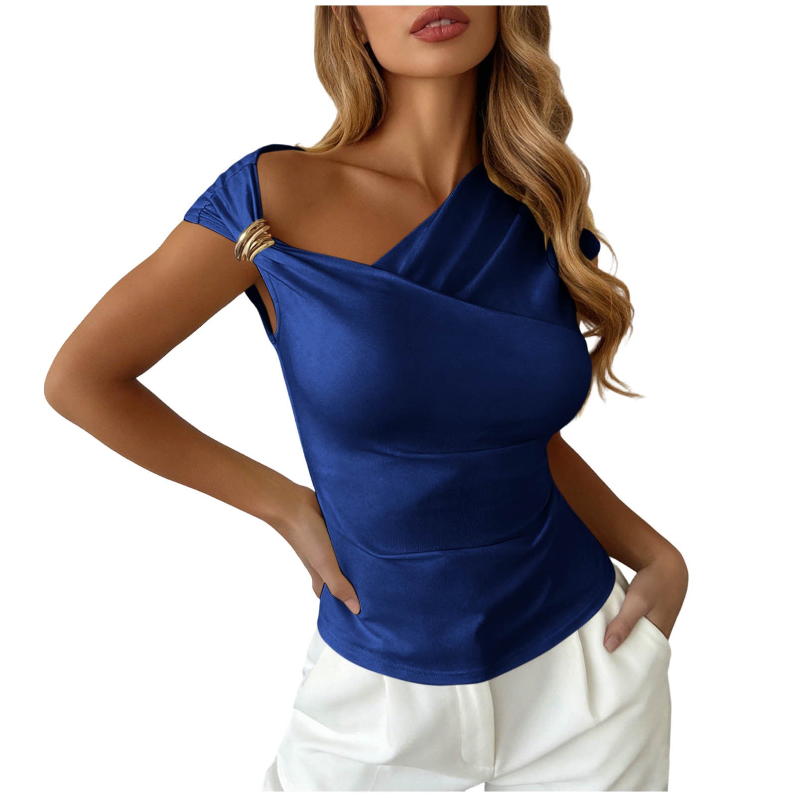 Off-shoulder Short-sleeve Tops For Europe And America
