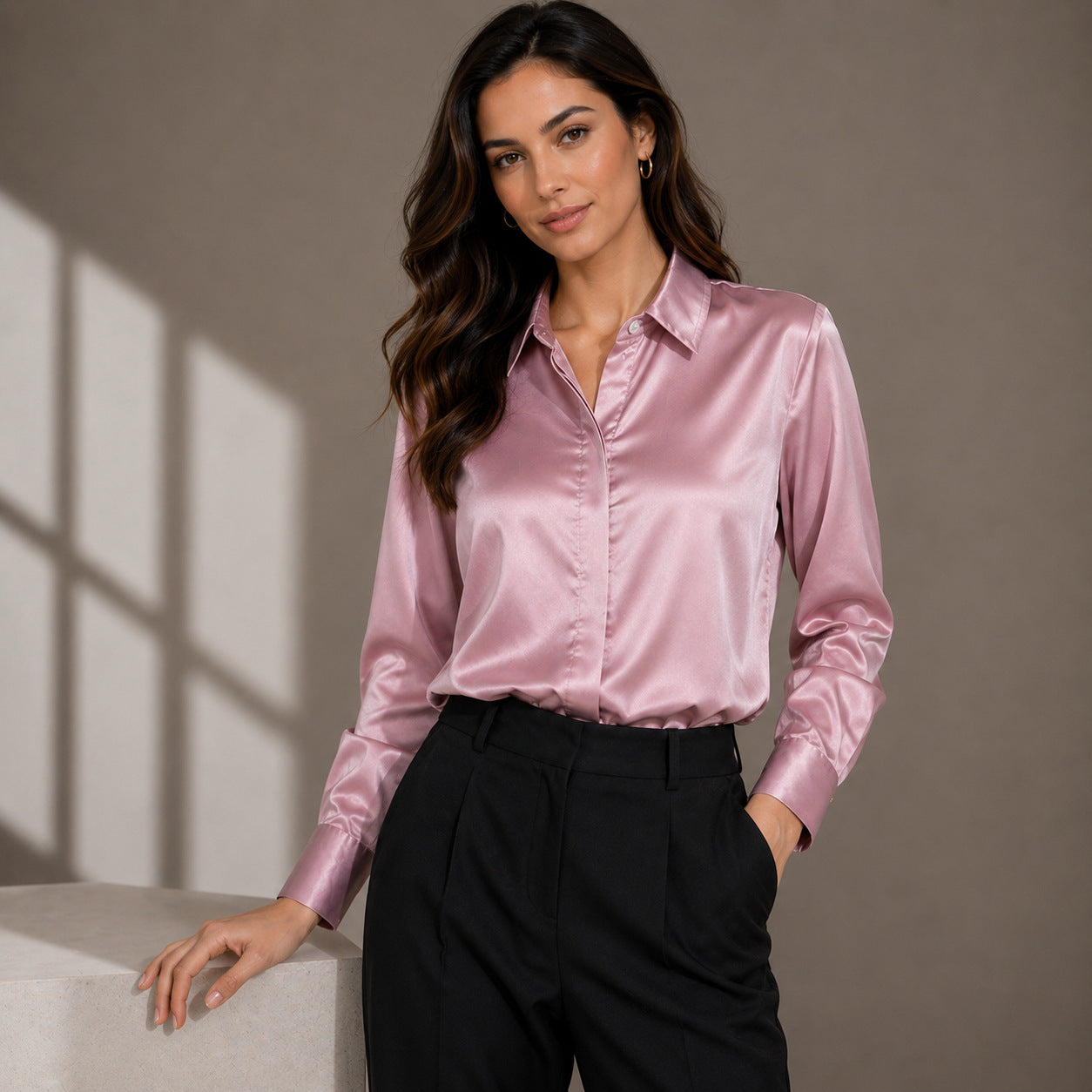 European And American-style Casual Solid-color Long-sleeved