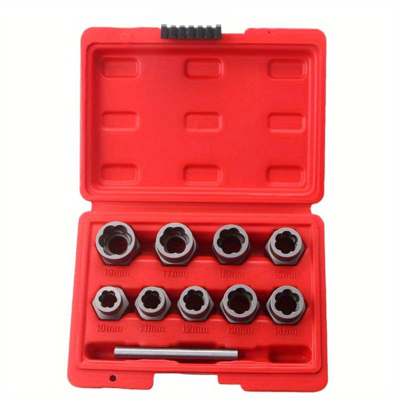 Sleeve Extractor-10pc Red Box 1 2 Hole Nut Extractor-1