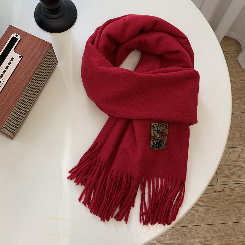 Versatile Solid-Color Warm Scarf For Women