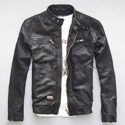 Men's Leather Leather Slim-fit Motorcycle Goatskin Jacket Cowhide