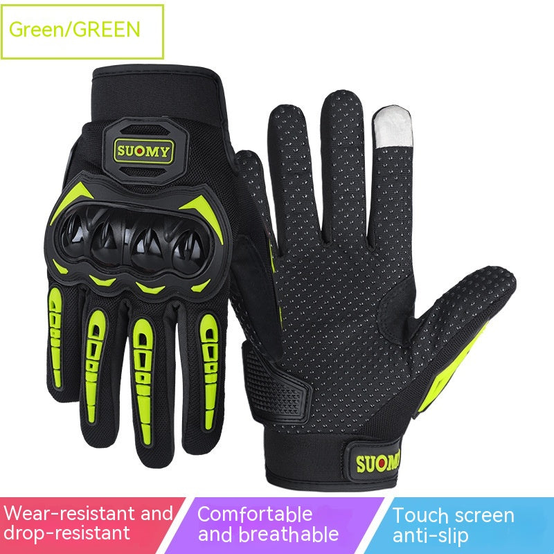 Men's Full Finger Case Drop-resistant Touch Screen Breathable Motorbike Gloves