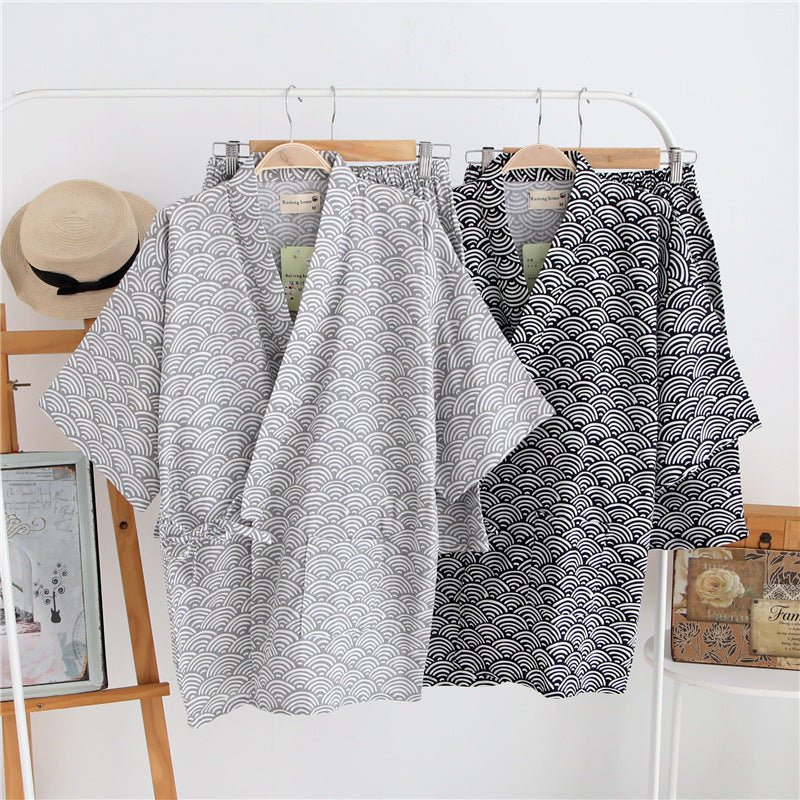 Mens Short-sleeve and Shorts Pajama Set Made of Pure Cotton