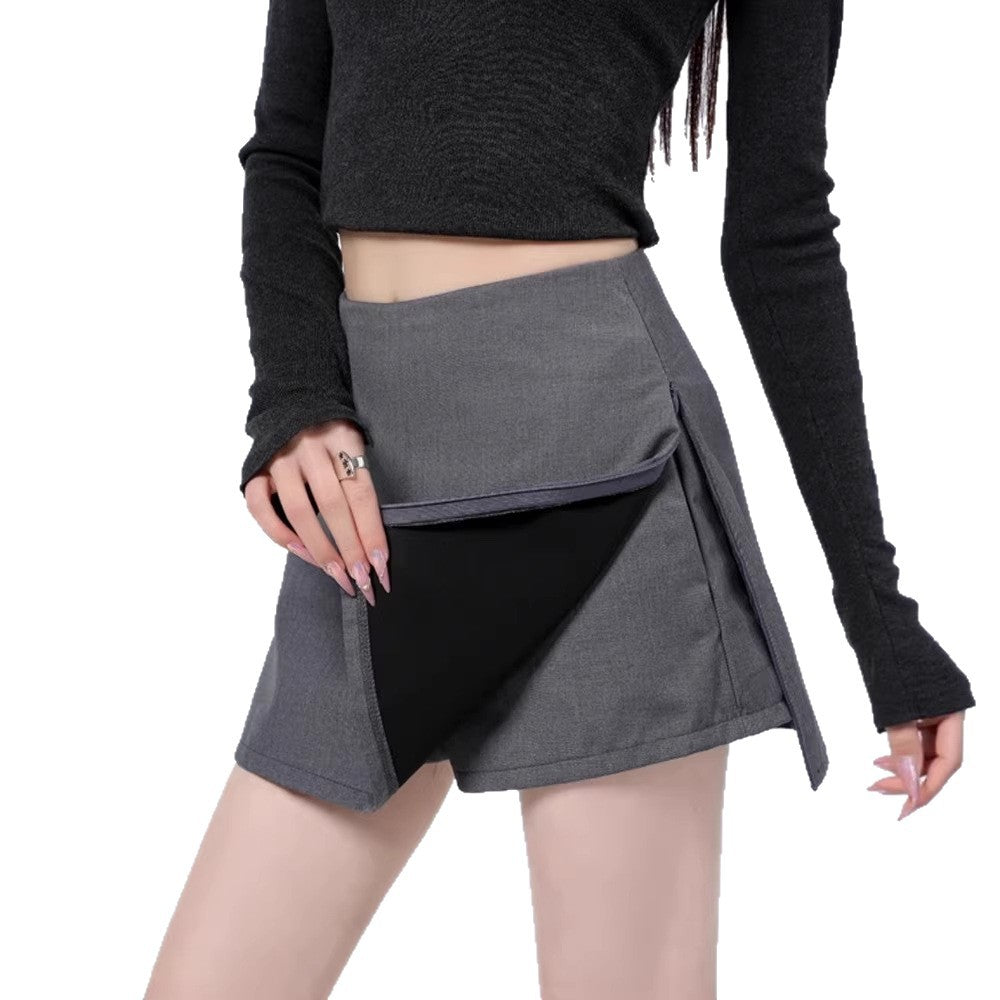Side-zip Slit Suit High-waist Skirt-pants