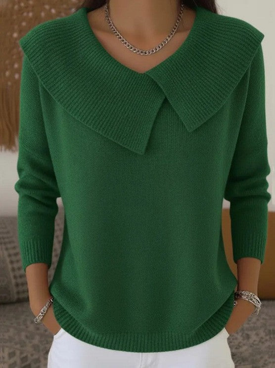 Fashion Korean Retro Playful Temperament Slim Lapel Sweater