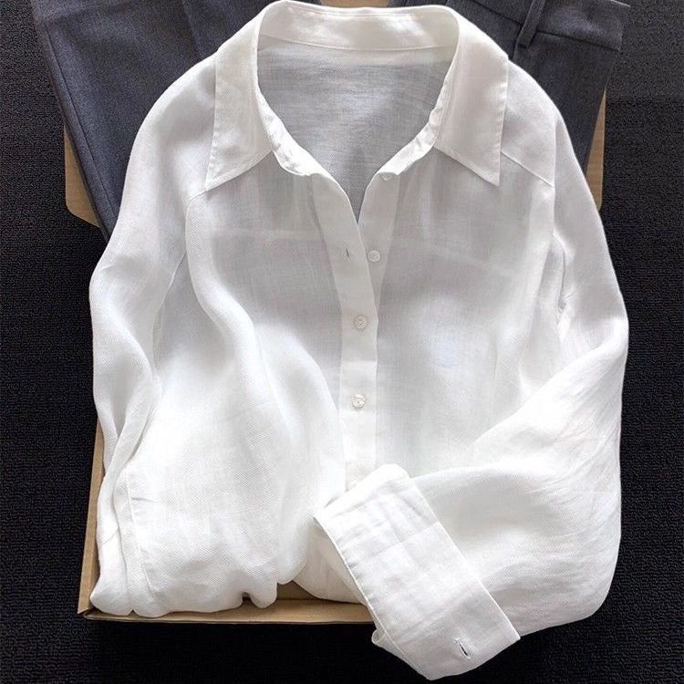 New Solid-color Ramie Blouse For Women