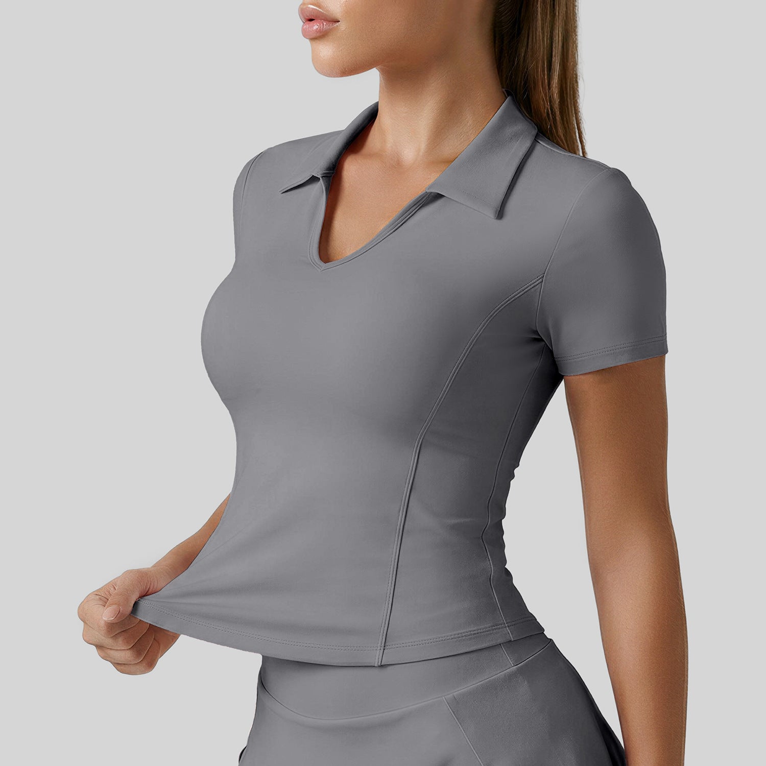 Women's Solid Color Polo Collar Sports Short-sleeve T-shirt