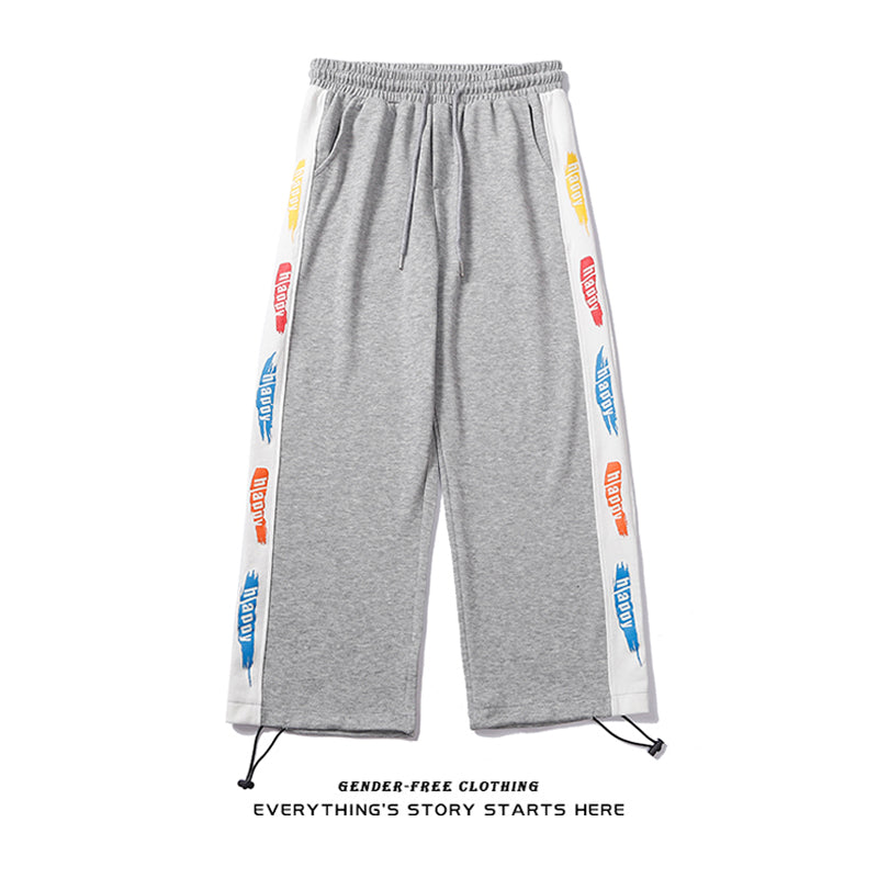 Printed Trousers With Drawstring Trousers For Men And Women Loose Straight-Waist