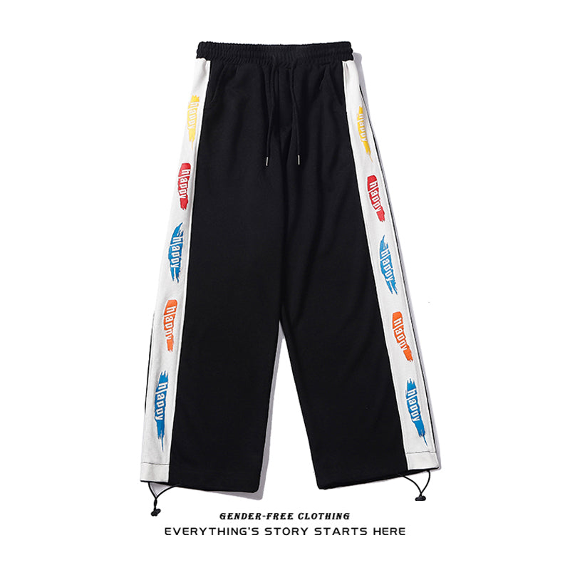Printed Trousers With Drawstring Trousers For Men And Women Loose Straight-Waist