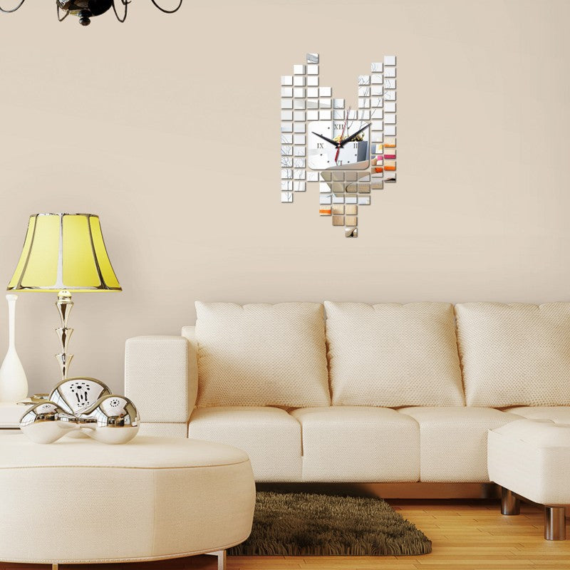 Mosaic Wall Sticker Clock Wall Decoration Digital Clock