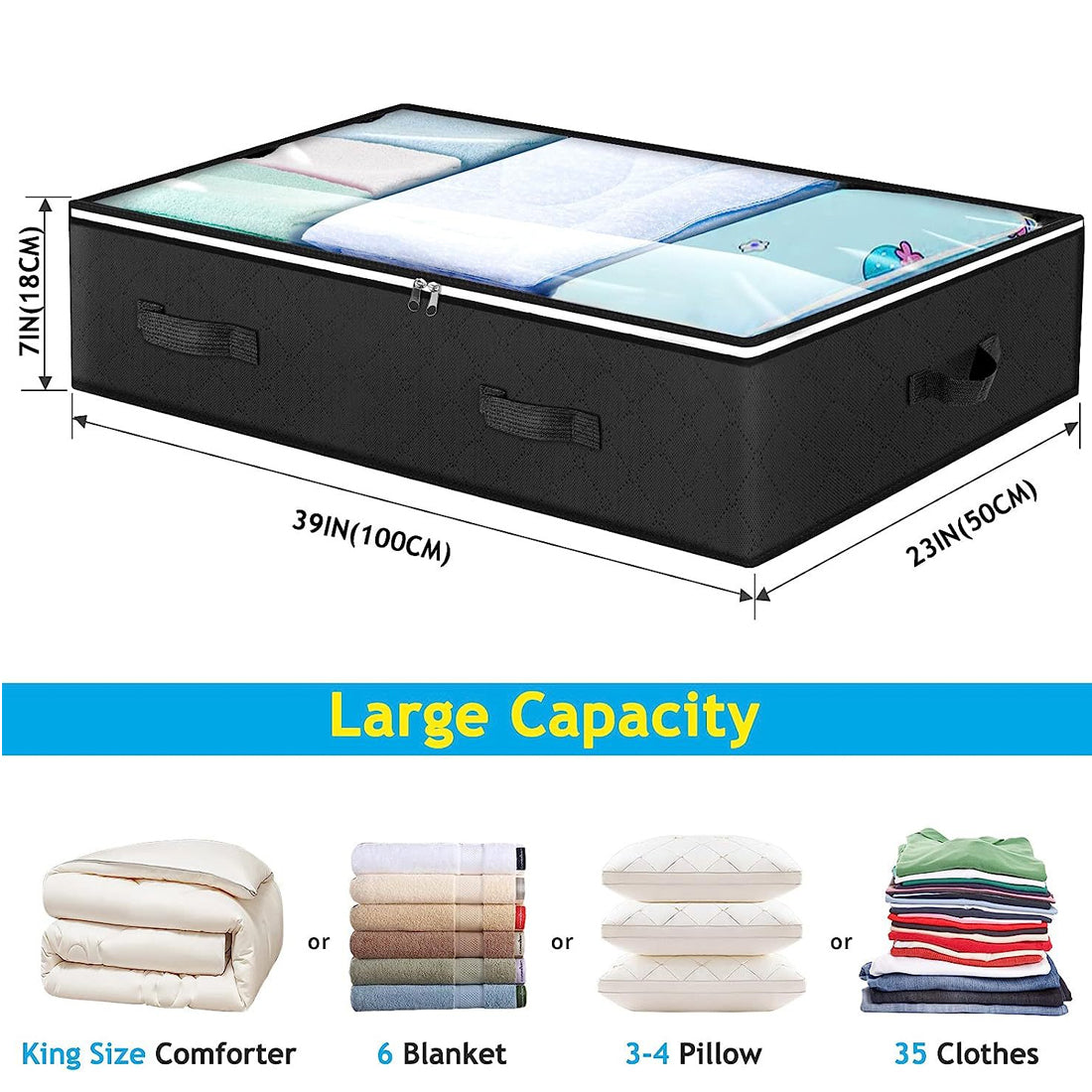 4pack underbed opbergdozen deksels groot under