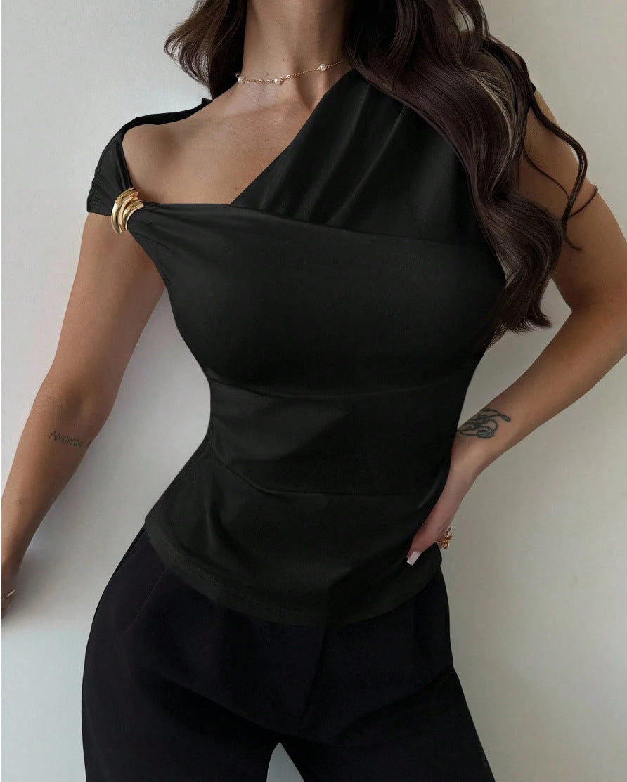 Off-shoulder Short-sleeve Tops For Europe And America