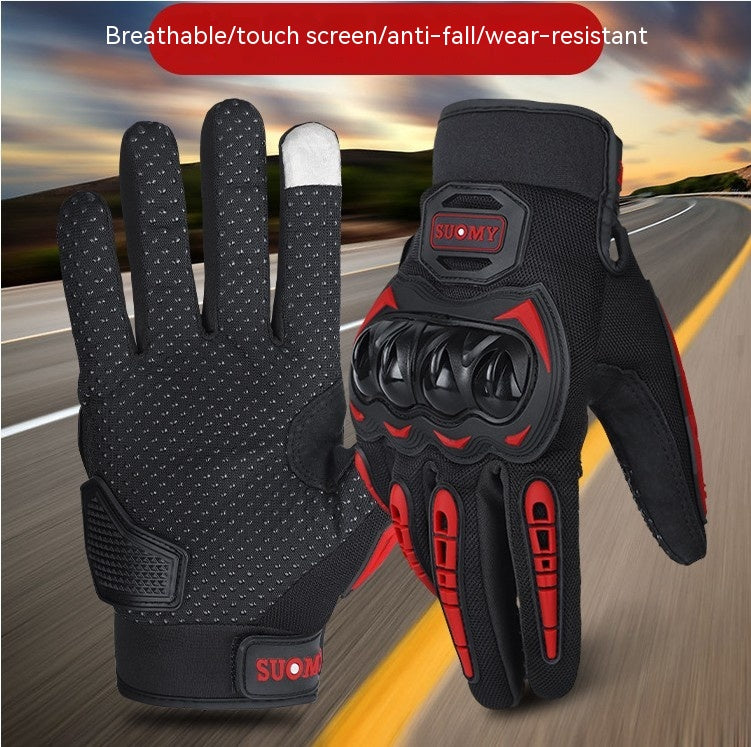 Men's Full Finger Case Drop-resistant Touch Screen Breathable Motorbike Gloves