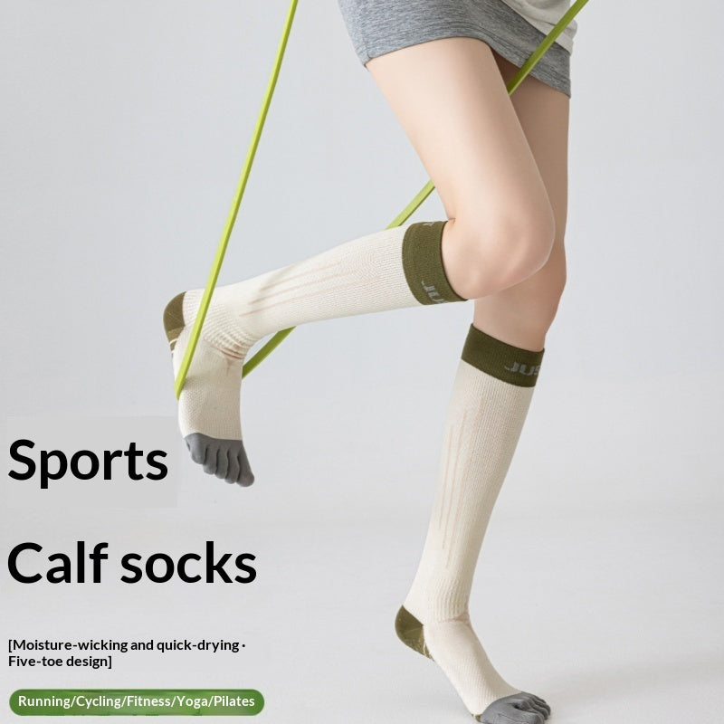 Color-blocked Ankle Cuffs Five-finger Yoga Calf Socks