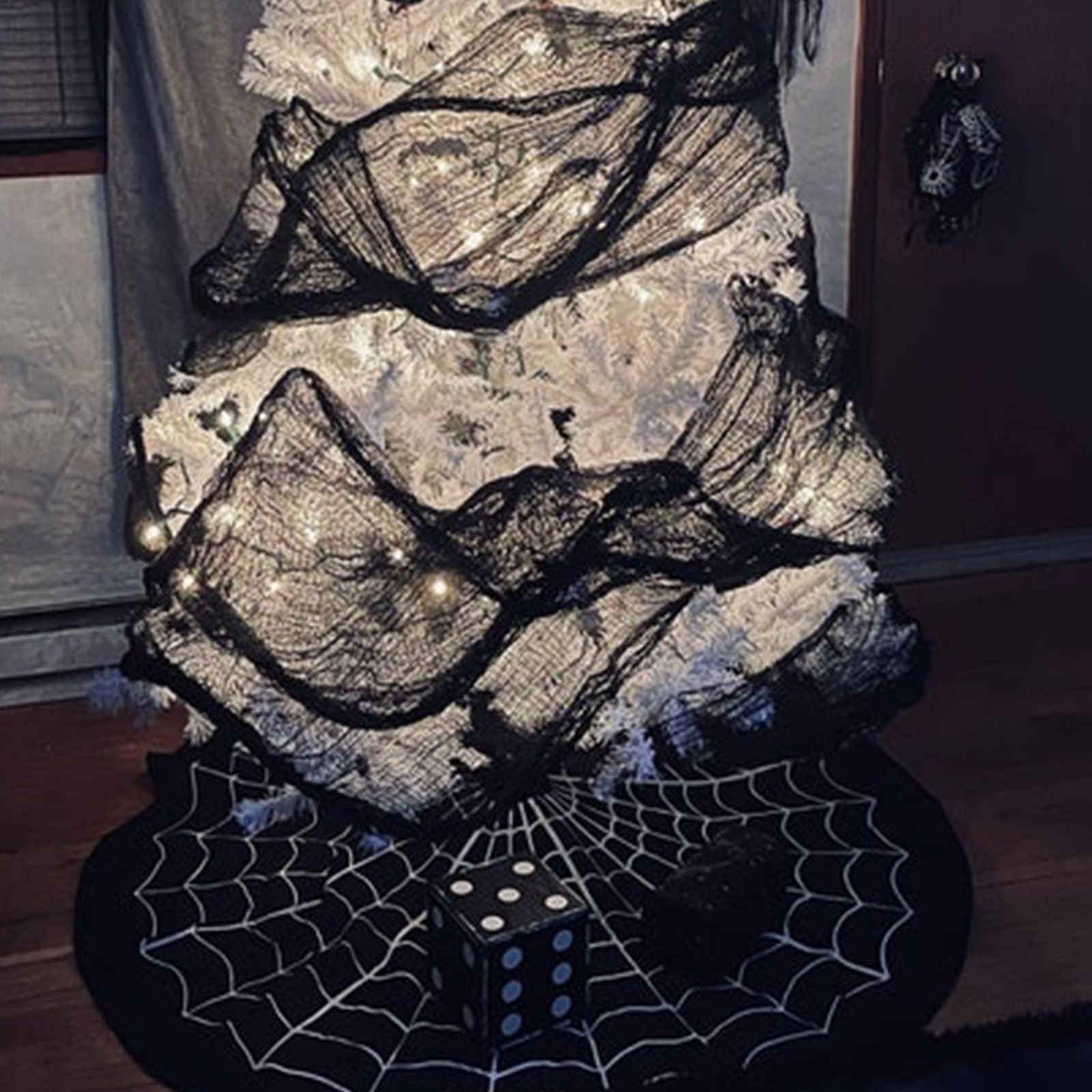 White Spiderweb Halloween Tree Skirt Decorative Floor Mat