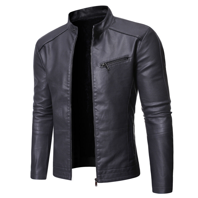 Men's Motorcycle Leather Jacket in Yellow, Black, Green or Dark Grey