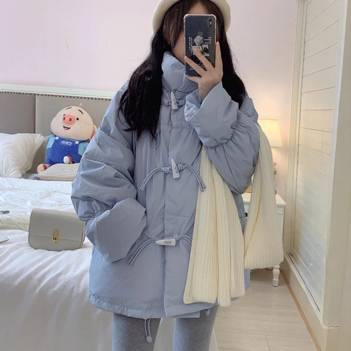 Bullhorn-button Down Cotton-padded Coat Extra-thick Outerwear