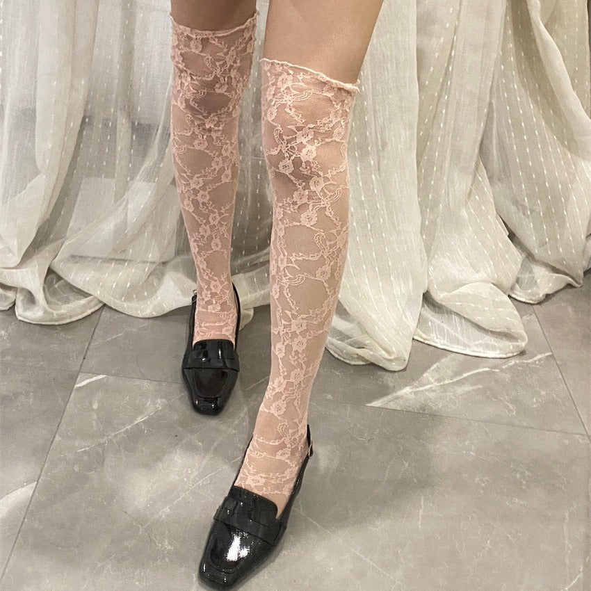Korean Online Influencer Stretch Lace Over-the-knee Stockings