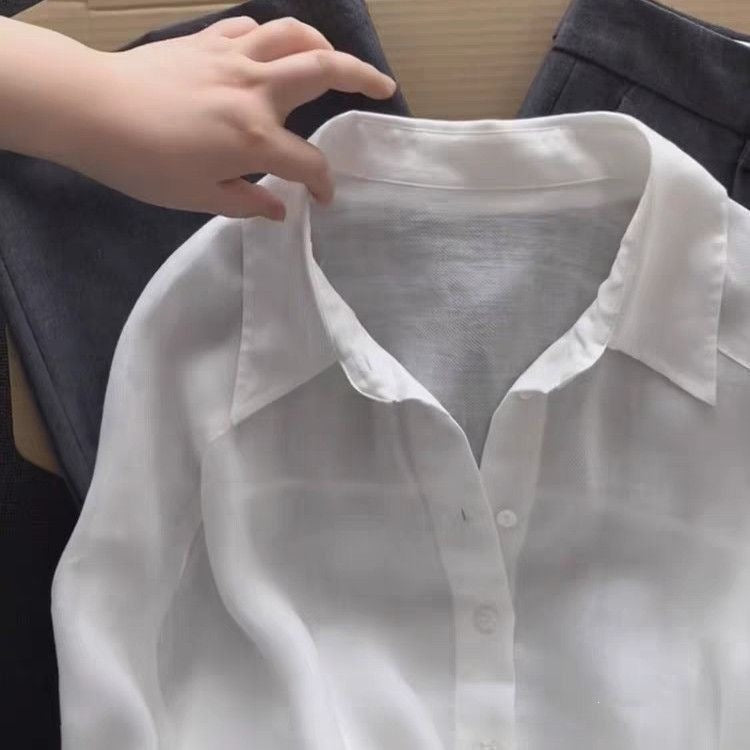 New Solid-color Ramie Blouse For Women