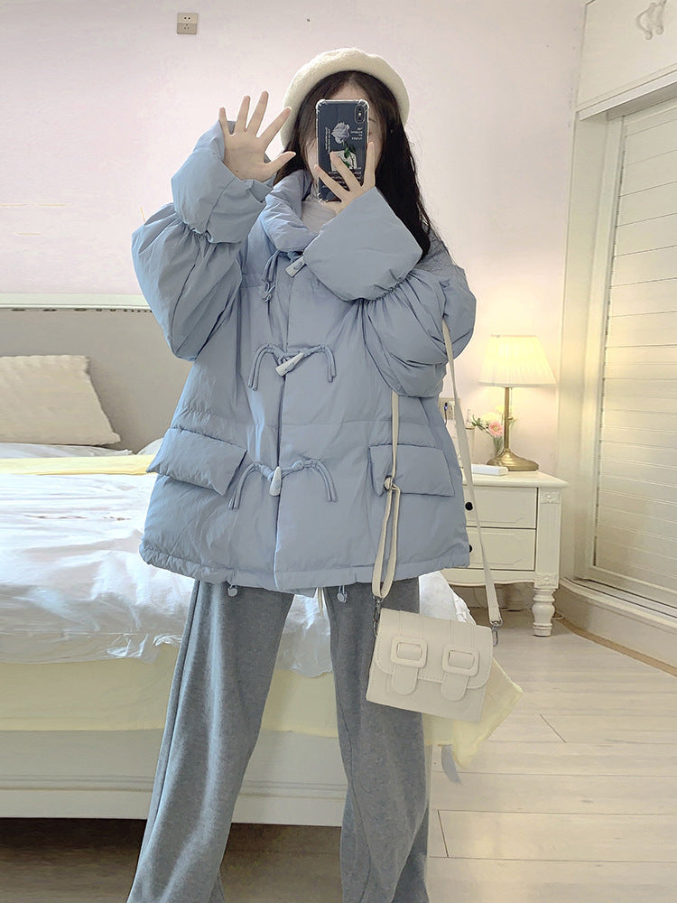 Bullhorn-button Down Cotton-padded Coat Extra-thick Outerwear