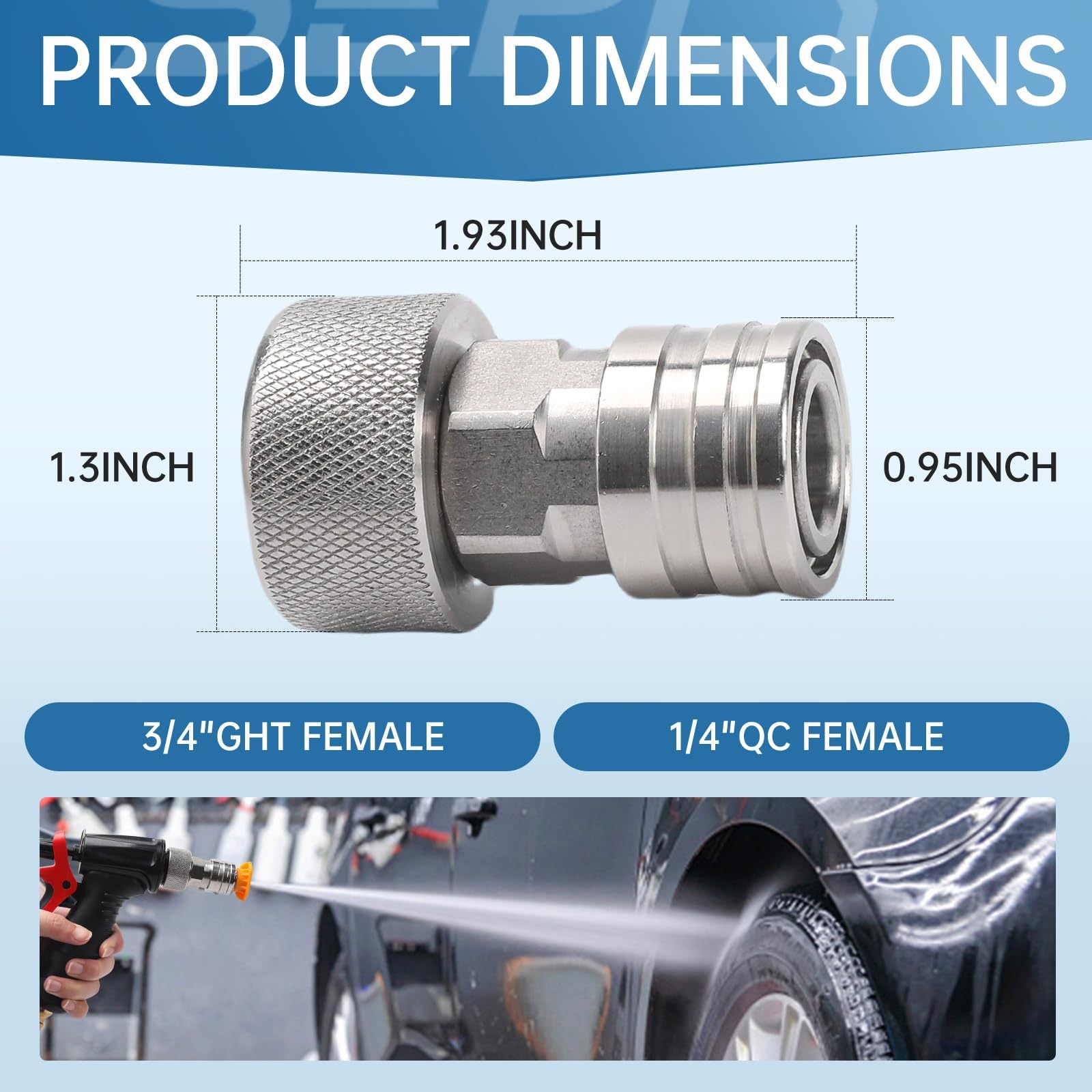 Knurled conversion coupling tuin hose quick connect