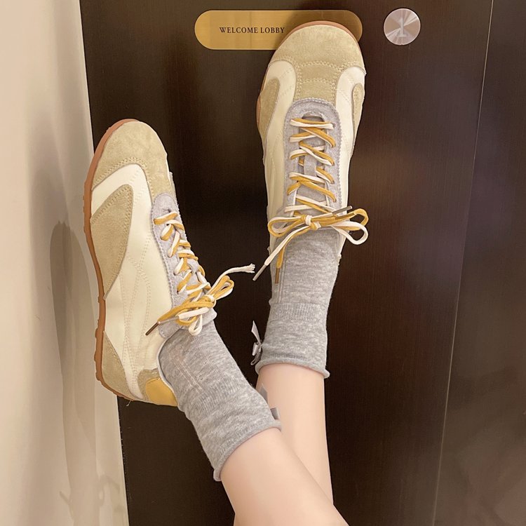 Women Retro German Trainer Shoes Summer Color Block Versatile