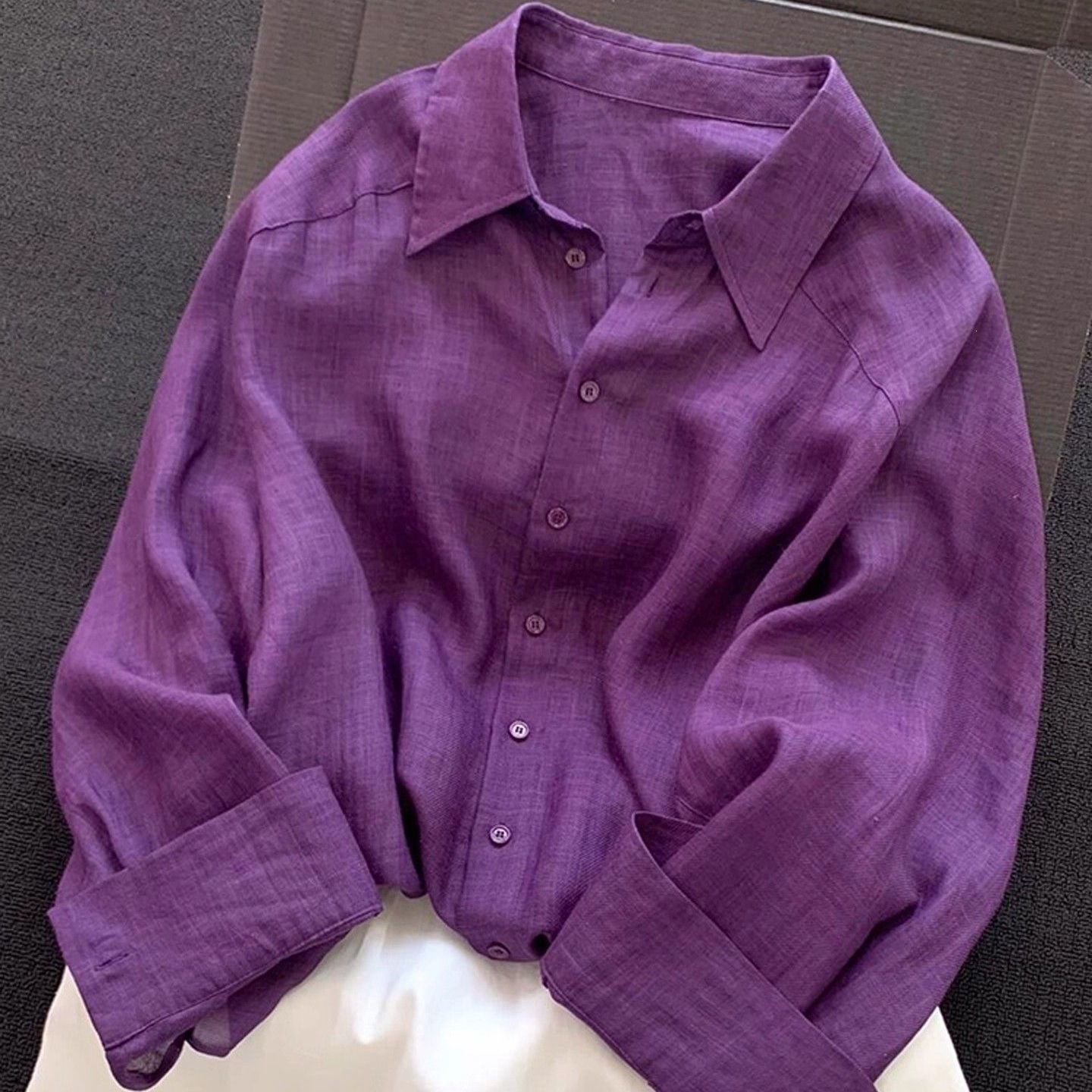 New Solid-color Ramie Blouse For Women