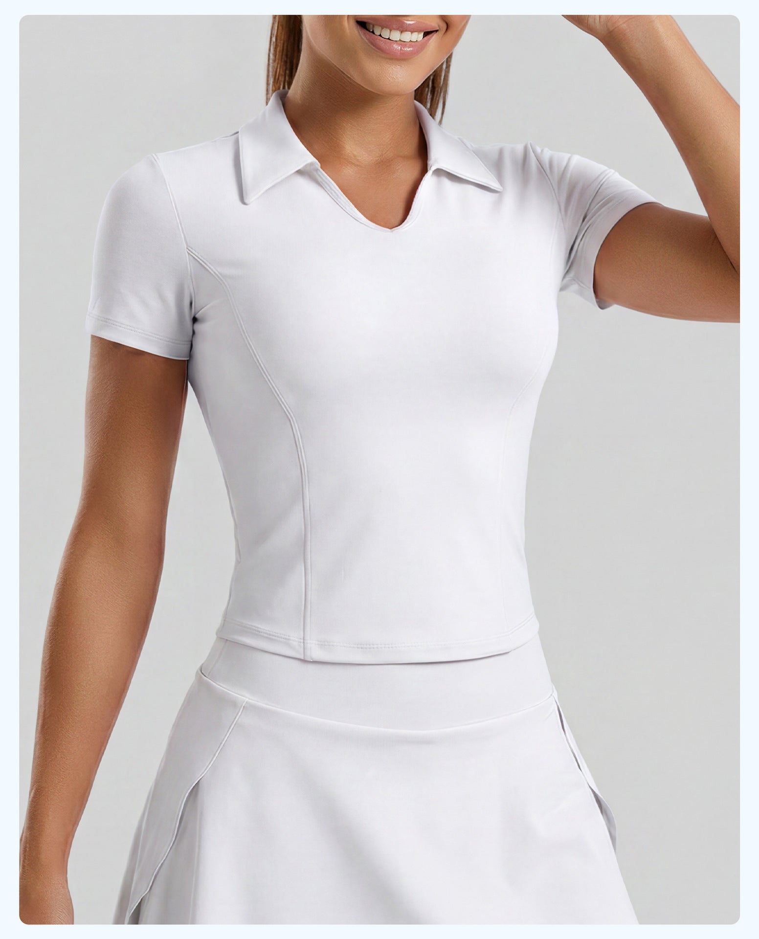 Women's Solid Color Polo Collar Sports Short-sleeve T-shirt