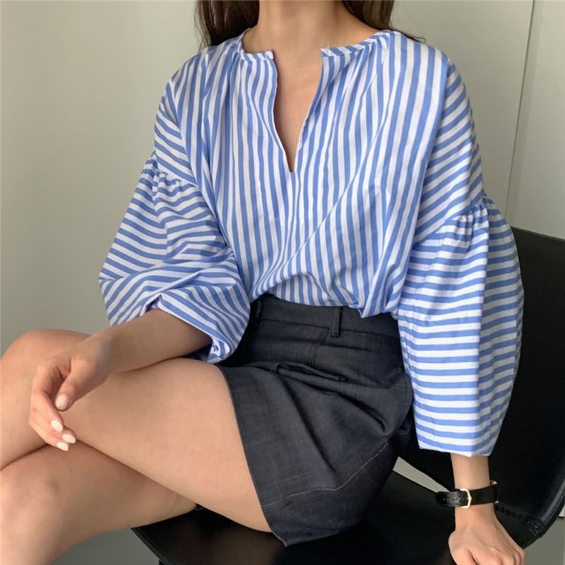 Loose-fitting Casual Versatile Lantern-sleeve Top