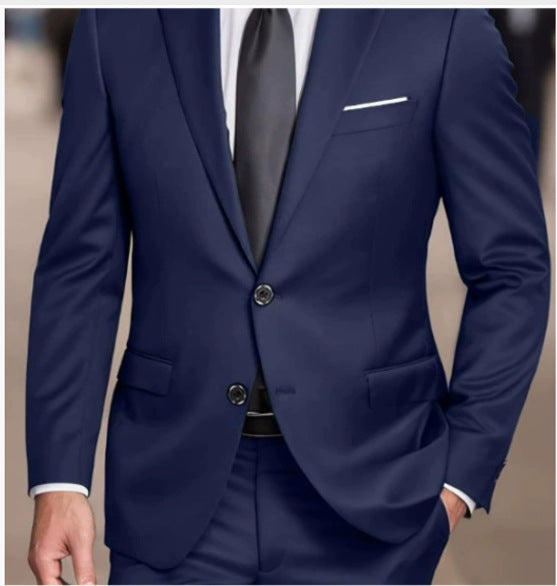 Solid-color Slim-fit Evening Suit Jacket