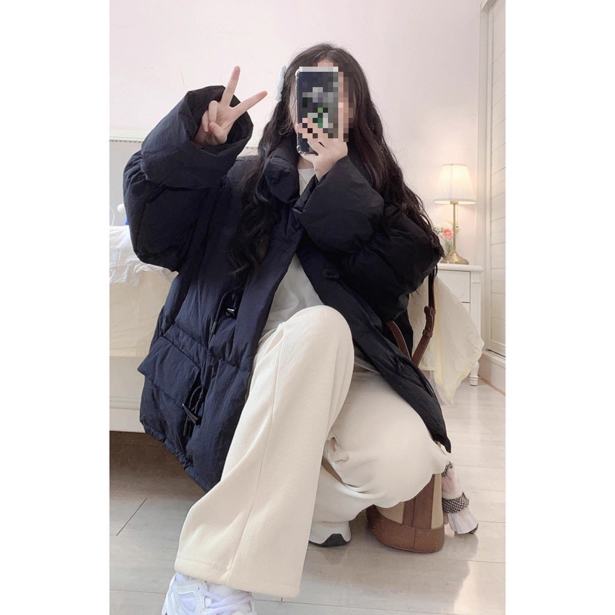 Bullhorn-button Down Cotton-padded Coat Extra-thick Outerwear