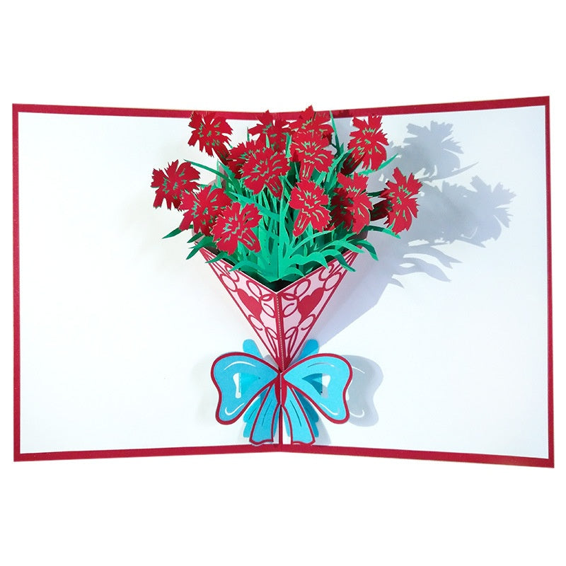 Rose Bouquet Paper Carving Birthday Blessing Small Card
