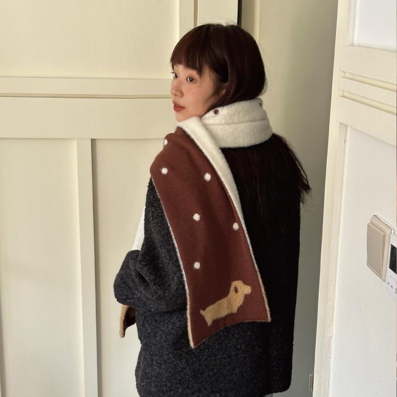 Puppy Gallery Double-Sided Polka-Dot AutumnWinter Scarf For Women