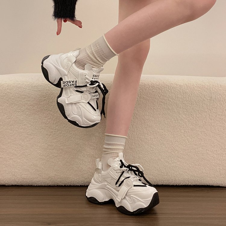 Women Platform Chunky Sneakers Lace Up High Heel Dad Shoes