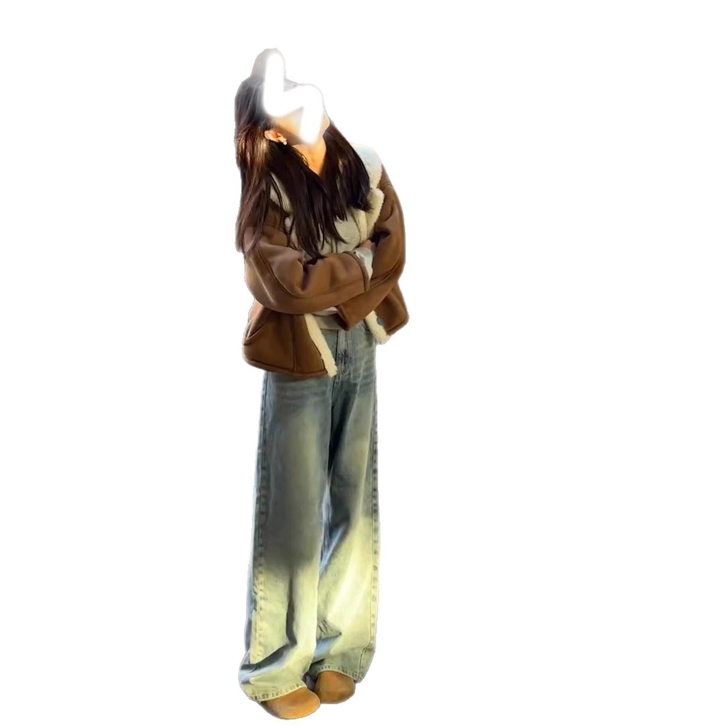 Winter Loose-fitting Versatile Fleece-lined Thickened And Warm Leather-and-fur Piece