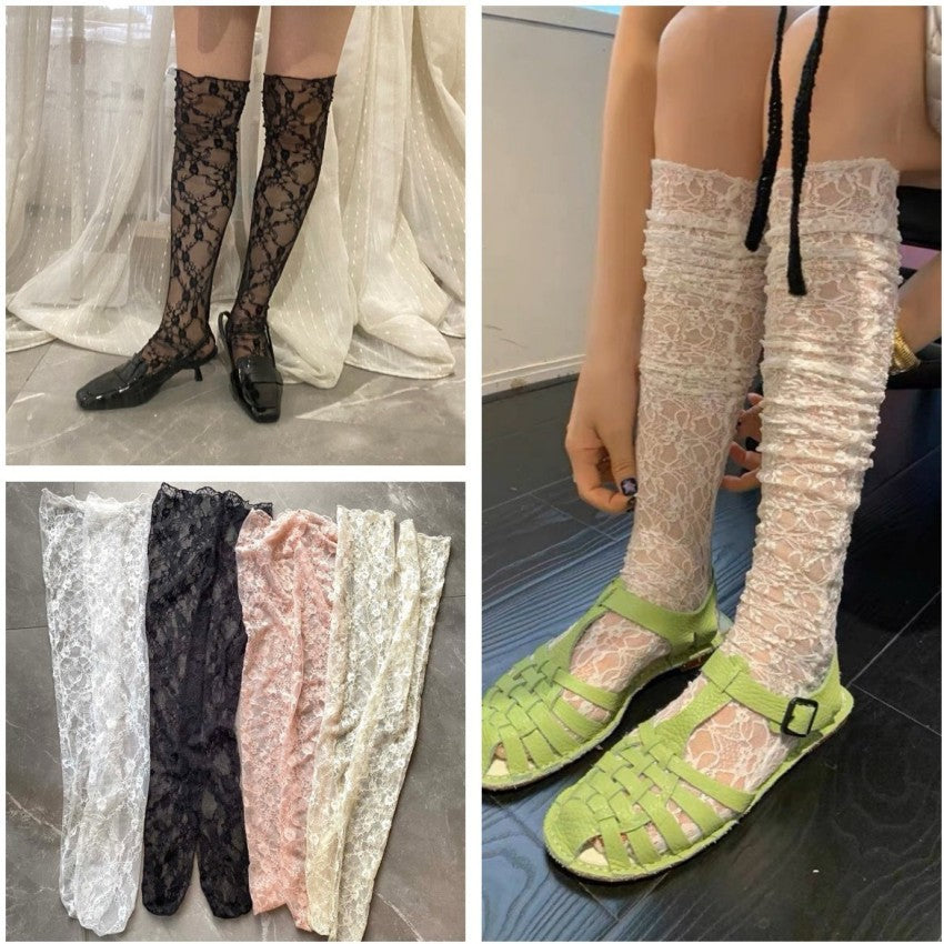 Korean Online Influencer Stretch Lace Over-the-knee Stockings