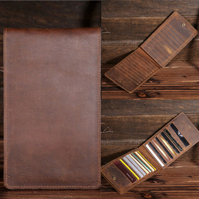 Men's Long Mobile Phone Bag Money Bag Head Layer Cowhide Crazy Ma Card Bag Wallet Card Clip Big Clip Thin