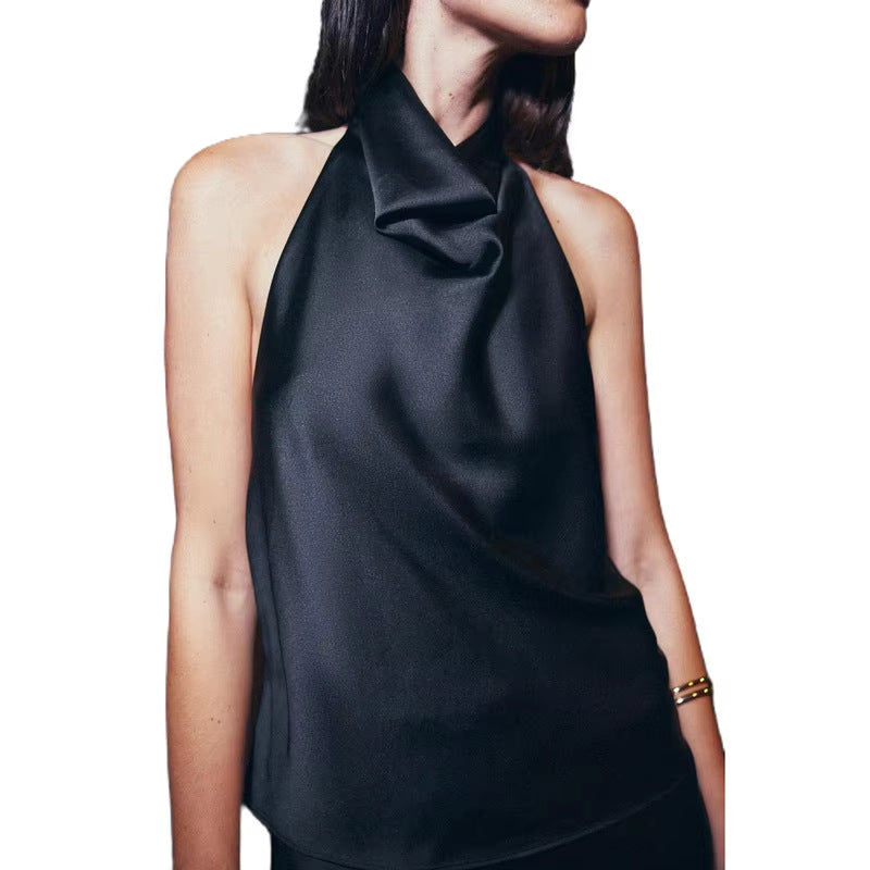Halterneck Sleeveless Backless Slim-Fit Vest Top Strappy Top