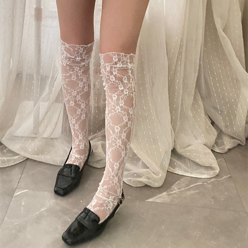 Korean Online Influencer Stretch Lace Over-the-knee Stockings